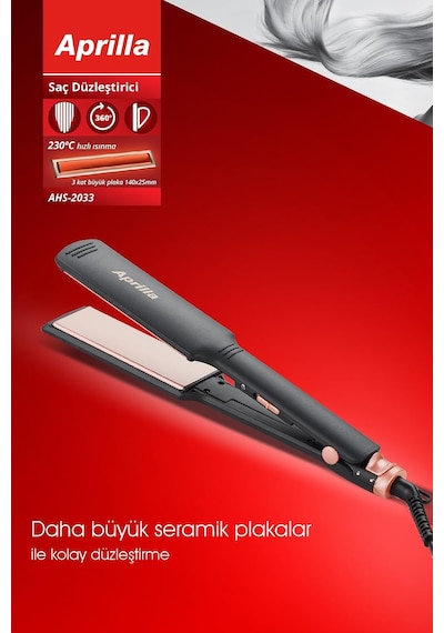 Tr Ahs-2033 Saç Düzleştirici, 230 C, Geniş Seramik Kaplamalı, 40mm X 120mm, Siyah