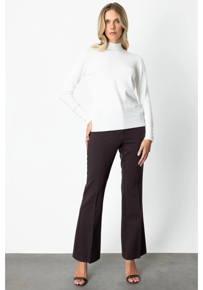 On Fashion Kadın Dik Yaka Basic Ekru Kazak 63514 Ekru