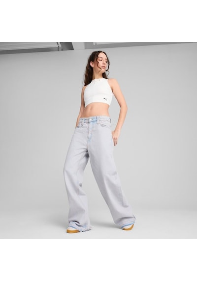 Puma Wardrobe Ess Ribbed Crop Top Kadın T-shirt Beyaz