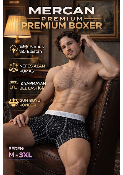Mercan Mıknatıs Desenli Pamuklu Boxer - Çekim Gücünü Hisset, Rahat Kalıp Metalik
