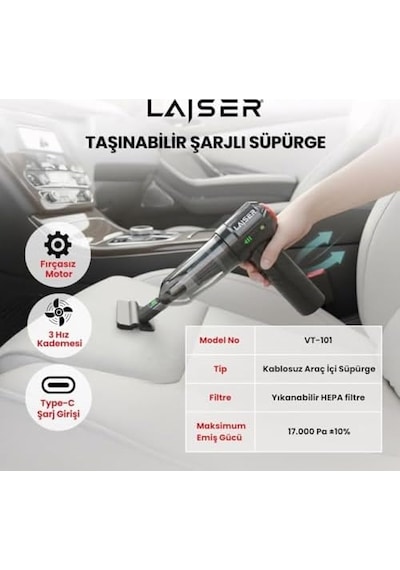 Mini, Katlanabilir Led Ekranlı 17.000 Pa 3 İn 1 Çekme-vakum-üfleme Özellikli Şarjlı Araç Süpürgesi