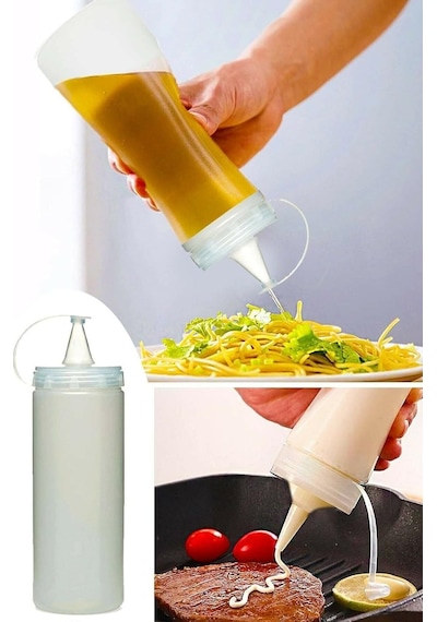 Sprenda Titiz Şeffaf Plastik Sızdırmaz Kapaklı Fişek Sosluk 700 Ml X 6'li Set Çok Renkli