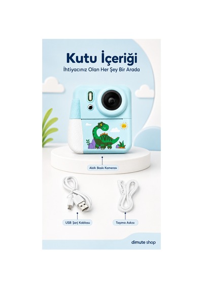 Dijital Fotoğraf Makinesi Çocuk Termal Resim Kağıt Baskılı Yazıcı Kamera Video Makinesi Cmr92 Mavi - 904785649