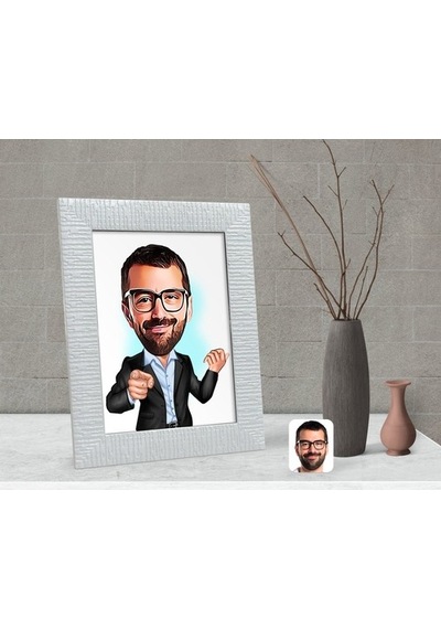 Kişiye Özel Amca Karikatürlü Dekoratif Çerçeve