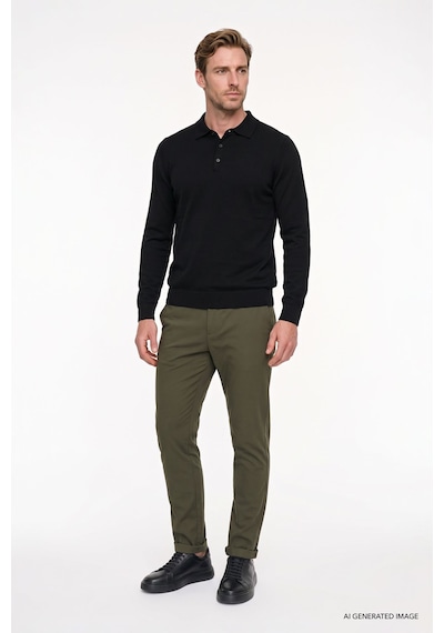 Ac&Co / Altınyıldız Classics Slim Fit Dar Kesim Beli Bağlamalı Yan Cepli Erkek Pantolon - Haki