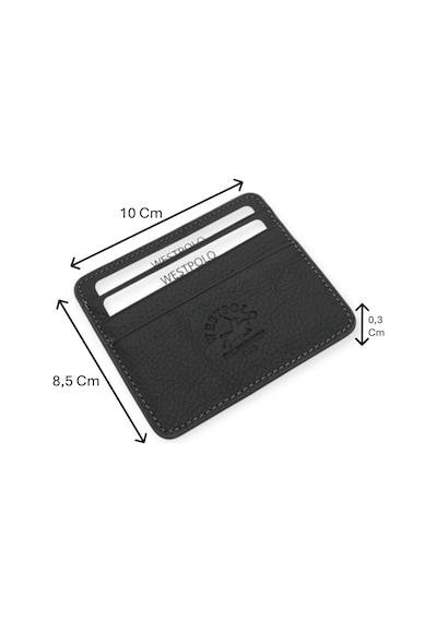 Westpolo Unisex Süper Slim Para Bölmeli Hakiki Deri İnce Kartlık Cüzdan 6 Bölmeli - Koyu Gri Koyu Gri