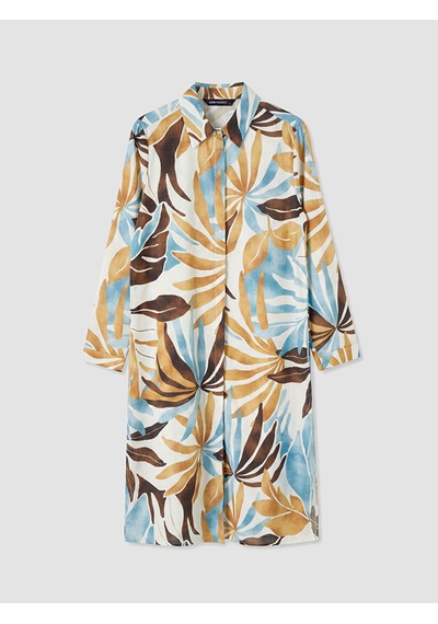 Lcw Modest Kahverengi Desenli Poplin Kadın Gömlek Tunik
