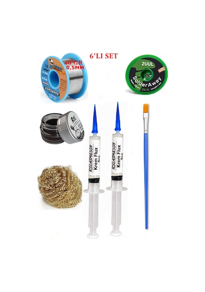 Lehimleme Seti 40 G 0,5 Mm Lehim Teli 2uul-2015 Lehim Fitili Flux Lehim Toplama Tek Fırça Seti Tk155