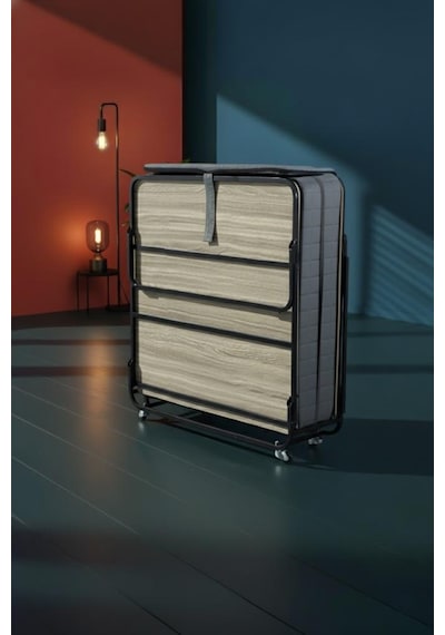 Niron Bonbon Katlanır Yatak 90x200 Cm Metal Karyola, Kapitoneli Metal Başlık, 14 Cm Sünger Yatak