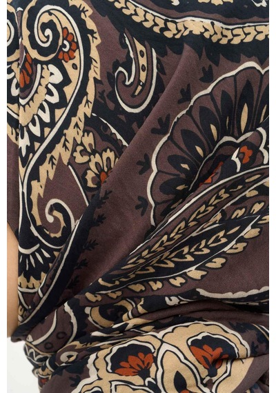Silk Home Viskon Velora Eşarp Dört Mevsim Etro Desen Kahve 90x90 Çok Renkli