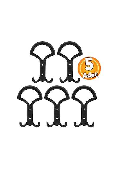 5 Adet Noktalı Siyah Metal Portmanto Vestiyer Duvar Askısı Dolap Elbise Askılığı Askılık Askılığı Diğer