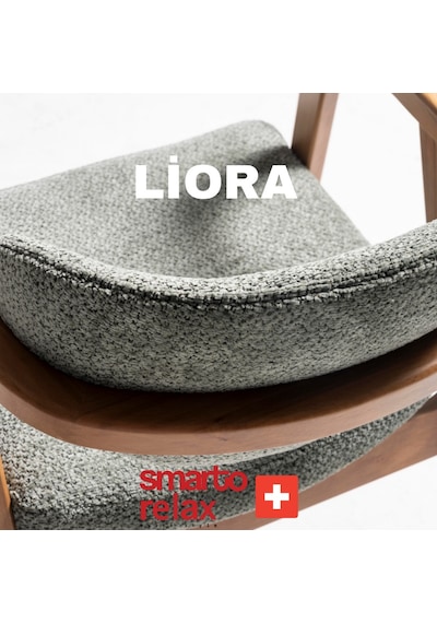 Smarto Relax Liora 2'li Yemek Masası Sandalye Seti - Ahşap Ayaklı, Yeşil Kumaş Gri & Kahverengi