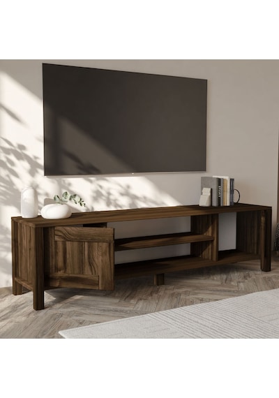 İnarch Dizayn Gina Tv Sehpası Modern 2 Kapaklı Profil Ayaklı Tasarım Ceviz