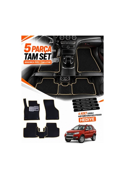 Ford Ecosport 2013-2022 Uyumlu Eva Oto Paspas Metal Topukluklu Havuzlu 5 Parça Siyah-bej