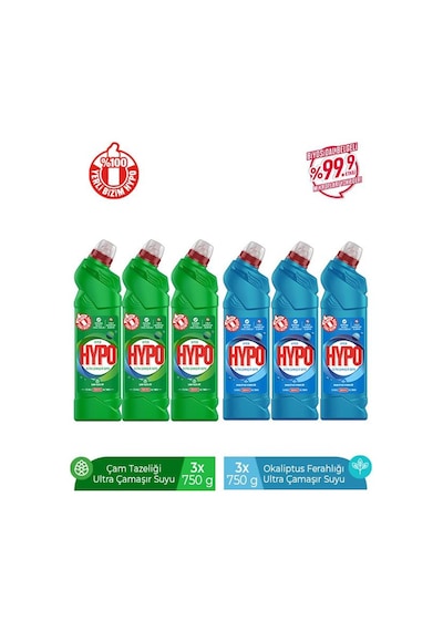 Hyper Hypo Ultra Çamaşır Suyu Çam + Okaliptus 6 x 750 G