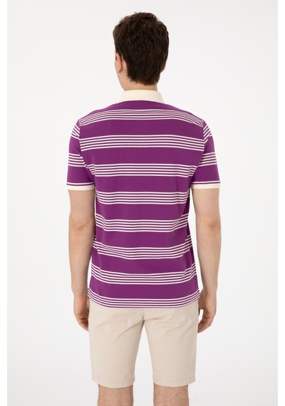 U.S. Polo Assn. Erkek Regular Fit Polo Yaka Menekşe Çizgili Tişört 50306826-VR037 U.S. Polo Assn. Erkek Regular Fit Polo Yaka Menekşe Çizgili Tişört 50306826-VR037