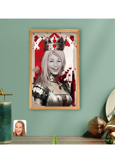 Bk Gift Kişiye Özel Maça Kızı-kraliçe Tasarımlı Ahşap Çerçeveli Tablo-1 40x25cm, Arkadaşa Hediye, Sevgiliye Hediye Kobitmeyencom33363 Bk Gift