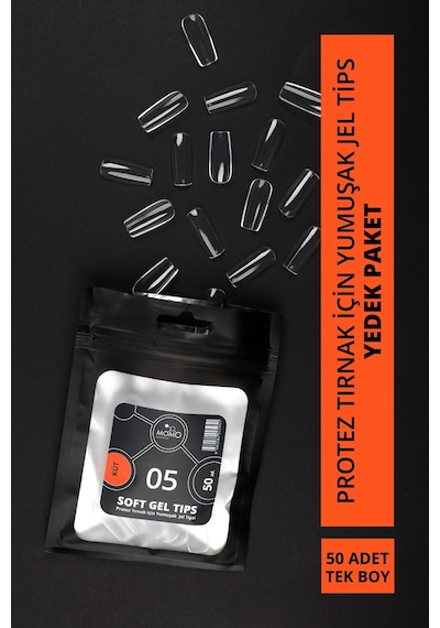 Momo Professional Soft Gel Tips Küt No:05 Tek Boy 50 Li Yedek Paket