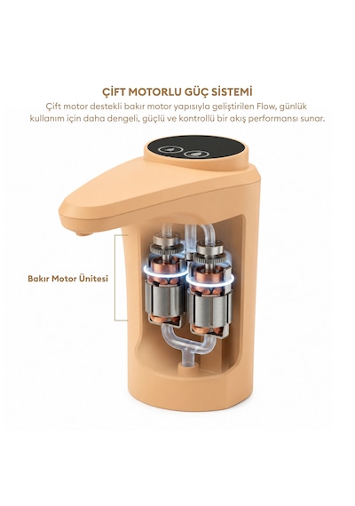 Pizen Flow Usb Şarjlı Otomatik Damacana Su Pompası Tds Ölçer 250ml 500ml 1l 2l Ölçü Özellikli Turuncu