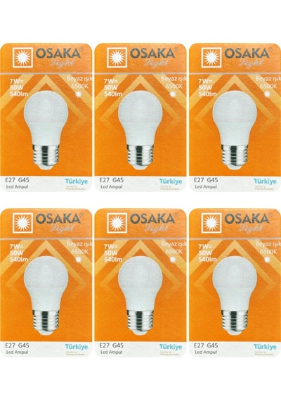6 Adet Osaka 7w 50w Beyaz Işık E27 Duylu Kalın Duy Led Ampul