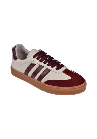 Floor Hakiki Deri Kadın Spor Ayakkabı Sneaker Mak-3020 Bordo