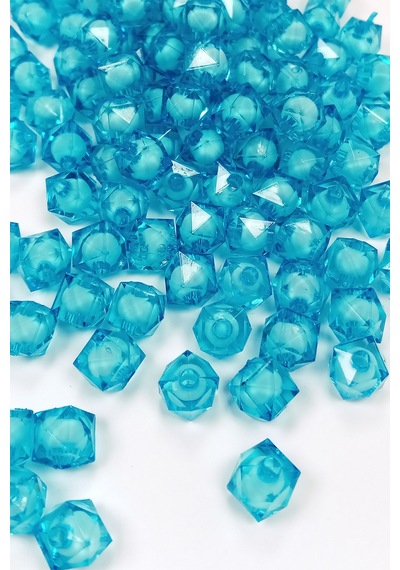 Küp Boncuk İçten Boncuklu Bileklik Çanta Boncuğu 10 Mm 50 Gr Gök Mavi - Bnc449