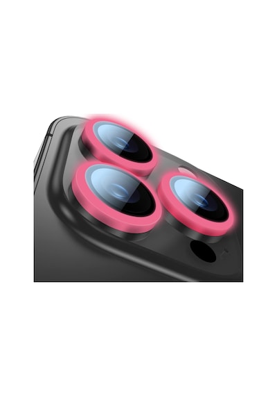 Buff Apple Uyumlu iPhone 14 Pro Max / 14 Pro Neon Metal Lens Koruyucu Pembe