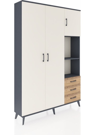 Arges Dolap 5 Raflı 3 Çekmeceli Tek Askılı 132x30x195 Antrasit-aytaşı/çam Aytası/atlas Çam Arges Dolap 5 Raflı 3 Çekmeceli Tek Askılı 132x30x195 Antrasit-aytaşı/çam Aytası/atlas Çam