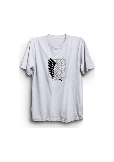 Attack On Titan Anime Baskılı Tshirt Beyaz