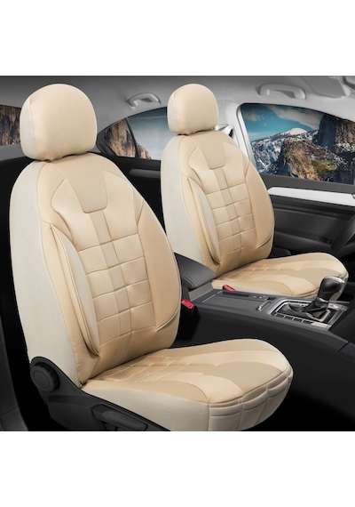 Mini One Uyumlu Oto Koltuk Kılıfı Deri, Kumaş Vista Tam Bej