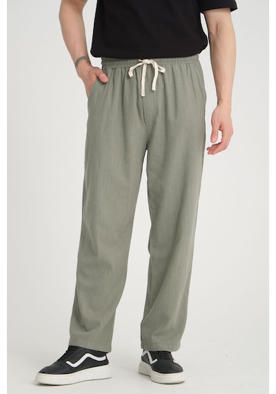 Redline Luxe Erkek Baggy Keten Karışımı Rahat Pantolon Bol Paça Yeni Sezon Mint