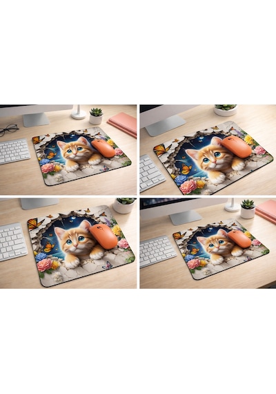 Sevimli Minik Kedi Desenli Mouse Pad Mousepad