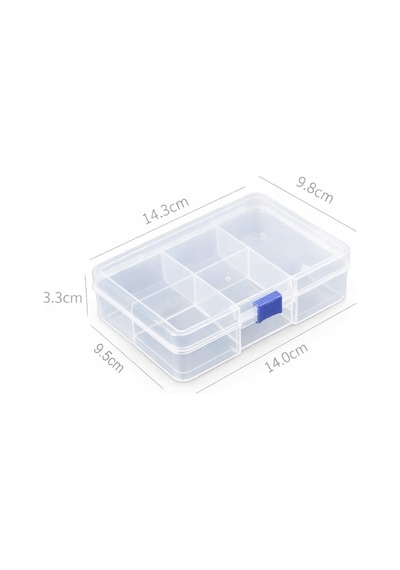 5 Bölmeli Şeffaf Plastik Organizer Kutu 14x9.5x3cm Elektronik Komponent Vida Direnç Saklama Kutusu