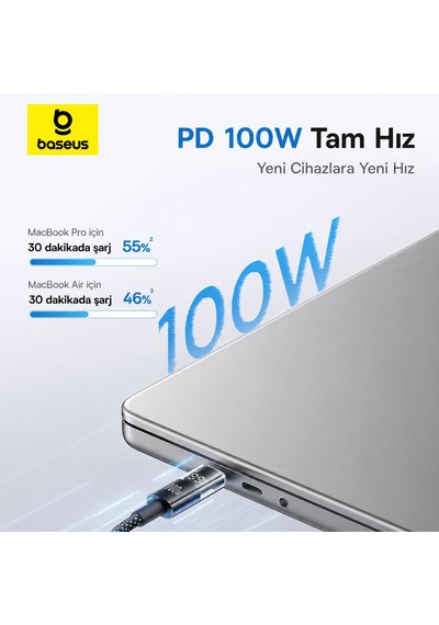Baseusonline Display 2 100w Led Ekranlı Type-c To Type-c Hızlı Şarj Kablosu 1 Metre