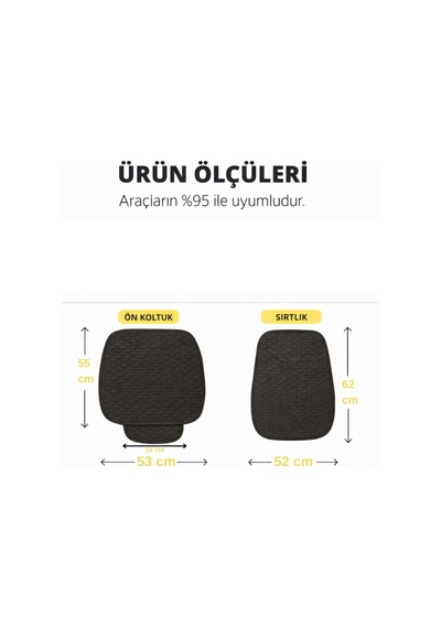 Terletmez Cepli Oto Koltuk Minder Seti Ön Koltukları İçin Kolay Montaj Universal Koruyucu Kılıf Kumaş 76287635