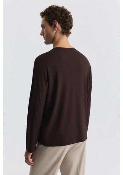 Antioch Relax Fit Uzun Kollu T-shirt Kahve