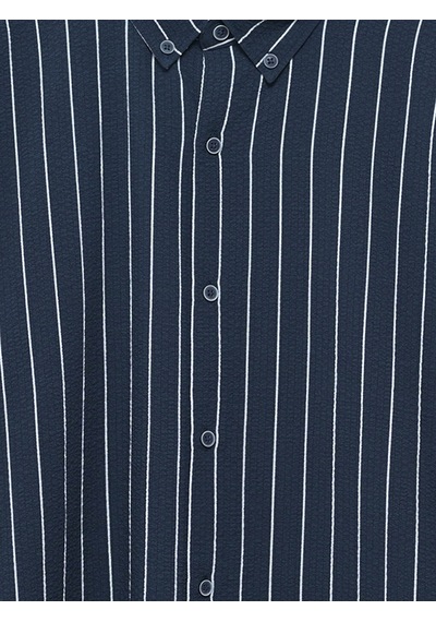Lcw Vision Lacivert Slim Fit Uzun Kollu Çizgili Erkek Gömlek