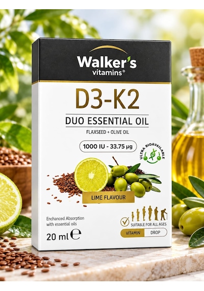 Walker' Vitamins D3 K2 20 Ml Zeytinyağı , Keten Tohumu Yağı Sprey Damla - Walkers D3 K2 20 Ml Zeytinyağı , Keten Tohumu Yağı Sprey Damla