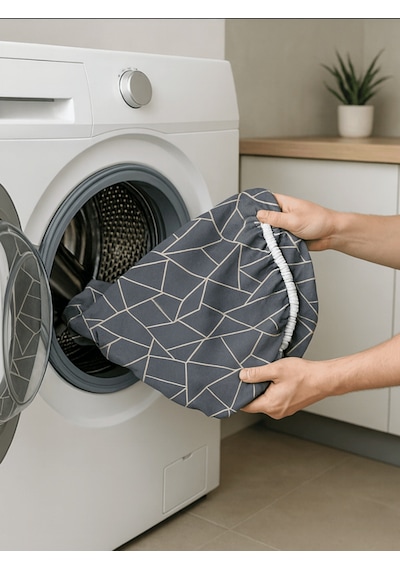 Beylini Yanmaz Ütü Masası Kılıfı Hızlı Ütü Kılıfı Örtü Geometrik 50x150 Cm Koyu Gri
