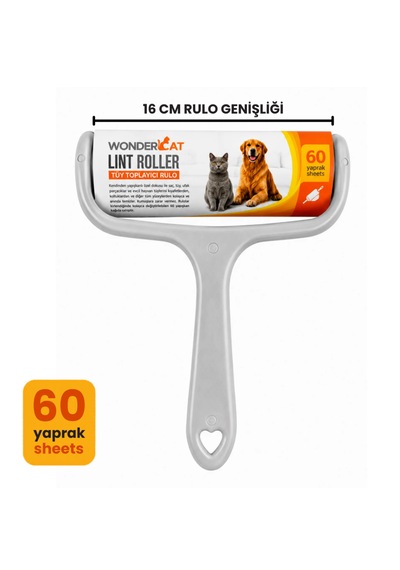 Wondercat Yüksek Yapışkanlı Tüy Toplama Rulosu 60 Yaprak 16 Cm