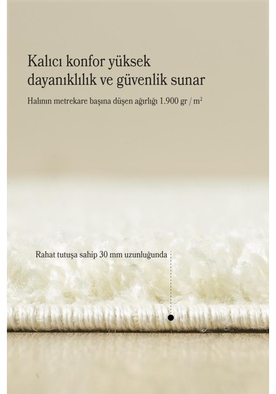 Tek Renk Desensiz Krem Yumuşak Post Peluş Shaggy Halı Salon Oturma Odası Yolluk Mutfak Halısı