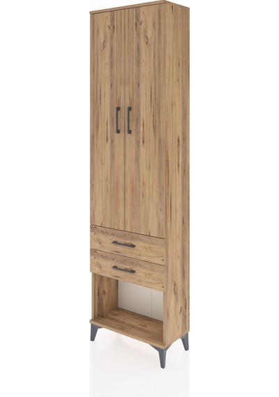 Arges Dolap 2 Raflı 2 Çekmeceli Tek Askılı 60x30x221 Çam-çam Çam