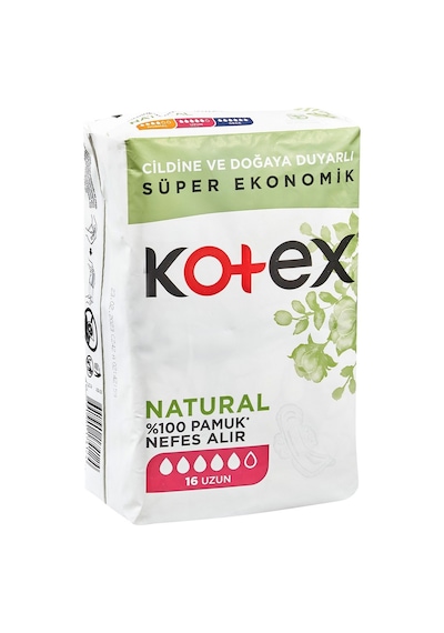 Kotex Natural Süper Ekonomik Hijyenik Ped Uzun 16lı 3'li Ekonomik Paket - 3 Adet Tarı