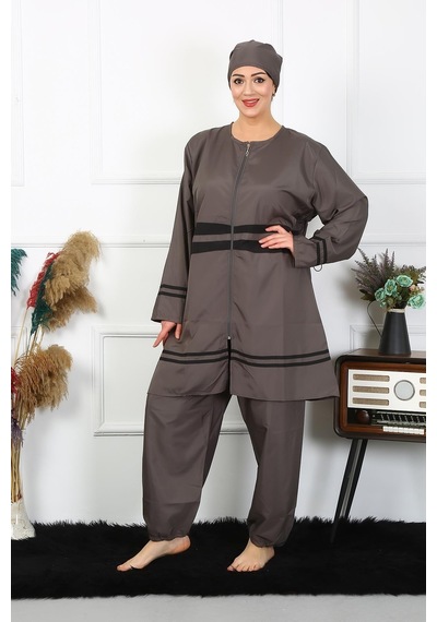 Akbeniz Büyük Beden Tesettür Mayo 7xl-8xl-9xl-10xl Füme 55010-füme Füme