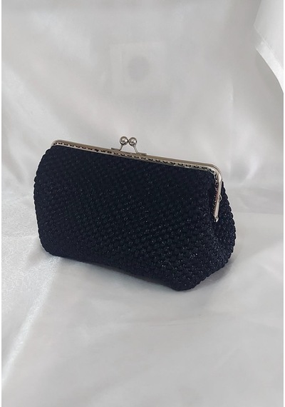Umela Butik Siyah Bayan El Çantası Siyah Simli