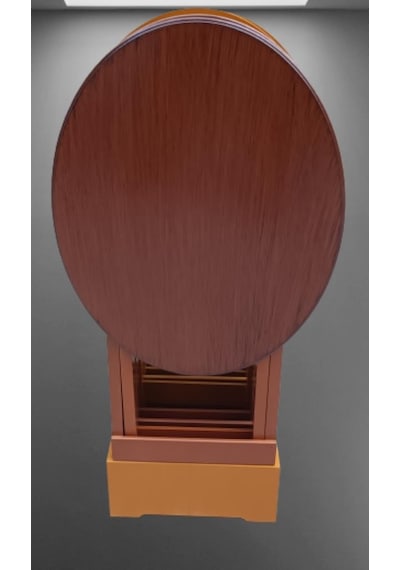 1448bng90128çanta Zigon Sehpa Oval Model Dörtlü Ahşap Mdf Ceviz Ve Hardal Renk Uyum El Yapım