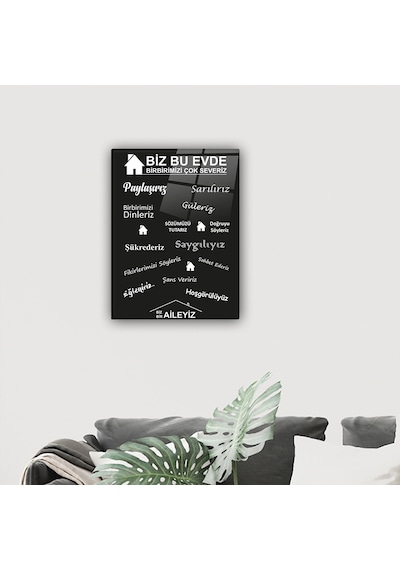 Decorita Cam Tablo | Biz Bir Aileyiz - Siyah Fon