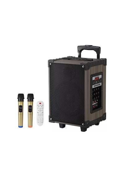 12 Inç Bluetooth Hoparlör 2 Adet Kablosuz Mikrofonlu Karaoke Bass Kabin Anfi Gitar Girişli