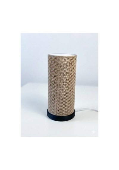 3d Tasarım Gece Lambası - Modern Desenli Dekoratif Masa Lambası - 23 Cm Abajur Bej
