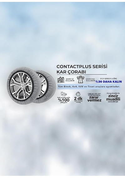 Contactplus, Yırtılmaya Karşı Dirençli Oto Lastik Kar Çorabı M
